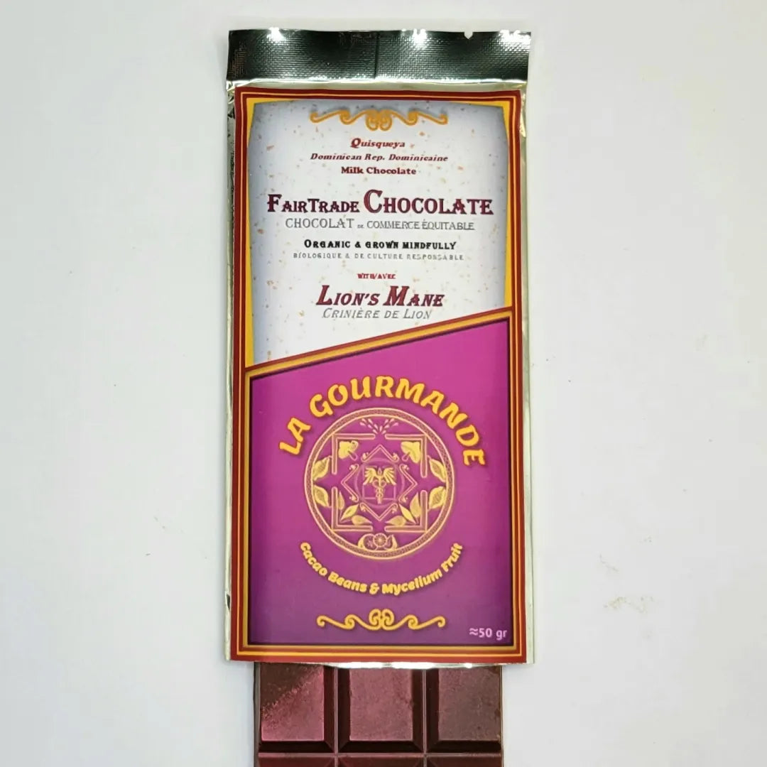 mushroom chocolate milk bar with wrapping