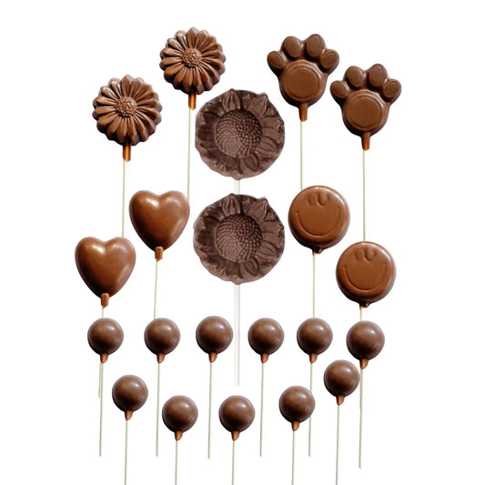 The Delight Mix: 10 Half Spheres, 2 Hearts, 2 Smiley Faces, 2 Daisies, 2 Paws, 2 Sunflowers